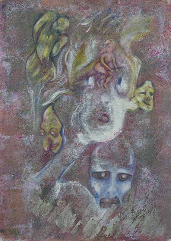 "Bruxas", Gouache, Aquarell und Dispersion auf Papier, 60x80