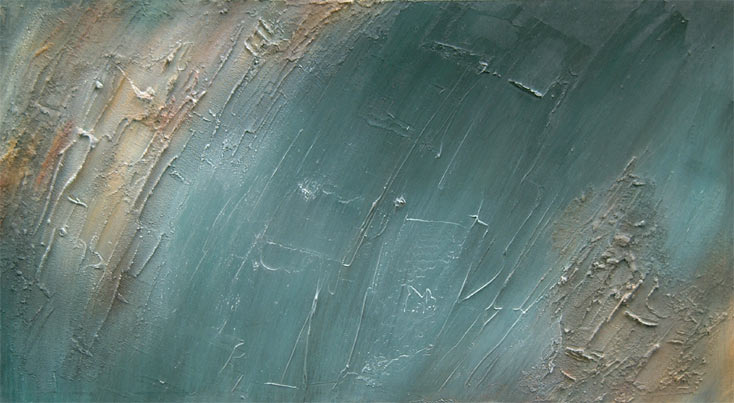 "Die Wiege der Ruhe II",  Acryl, Struktur-, Reliefpaste-, Modellierpaste, Onyxpigmente, Granit und Sand auf Leinwand, 105x57x5
