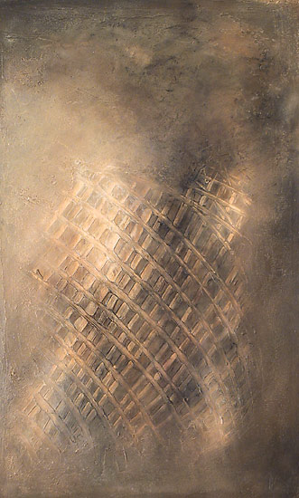 "11. September - Remember",  Acryl, Reliefpaste und Sand auf Leinwand,  52x83x3