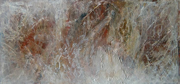 "Fragmentarische Amplifikation",  Acryl, Struktur-, Relief-, Modellierpaste und Sand auf Leinwand,  135x64x5