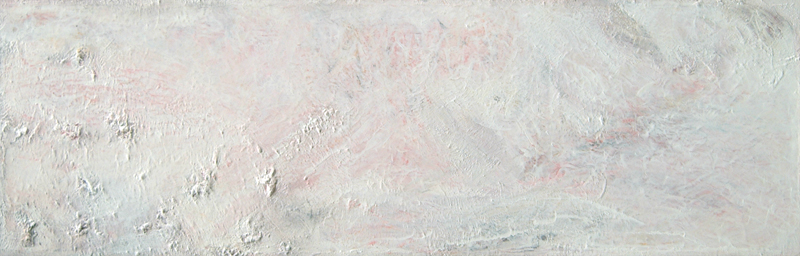 "Gespräch mit Sonia II - Zwei Ebenen und eineinhalb Farben",  Acryl, Struktur-, Relief-, Modellierpaste und Sand auf Leinwand,  55x120x5