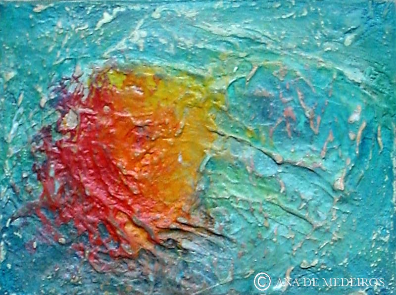 "Celestial fireball."
La chambre des 2008 couleurs (Intermezzo)
23 x 16 x 5 cm,  acrylic on canvas
Copyright © 2010 Ana de Medeiros