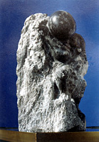 Skulpturen, "Frau in Blau", Steatit, 1989, 15x20x10